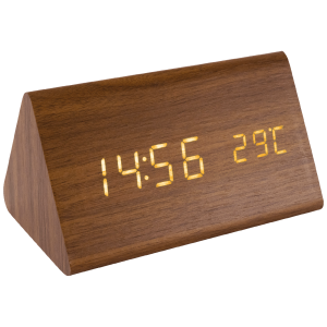 home Sat sa alarmom i termometrom, drveno kućište - OC 05