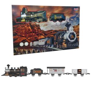 Željeznički set, parna lokomotiva, na baterije, 14-dijelni set