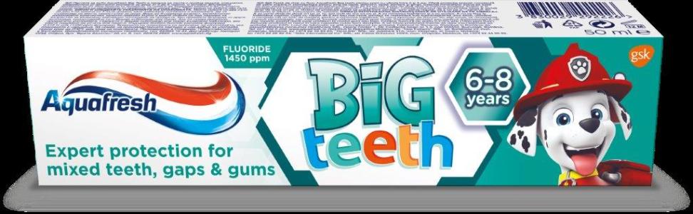 Aquafresh dječja pasta za zube Big Teeth 6-8 god 50 ml, 6 kom