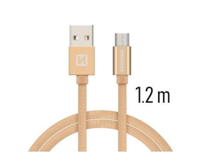 SWISSTEN kabel USB/microUSB, platneni, 3A, 1.2m, zlatni