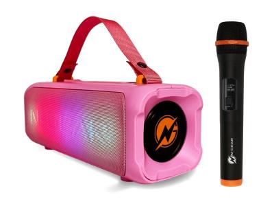 N-Gear karaoke BLAZOOKA 703, 100W, disco LED, bežični mikrofon, baterija, rozi