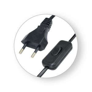 Commel priključni kabel za rasvjetna tijela sa sklopkom, crni, H03VVH2-F 2x0,75 / 2 m