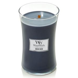 WoodWick mirisna svijeća Classic Elipse Indigo Suede (gori 180 sati)