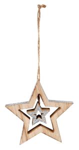 Božićna ukrasna kuglica zvijezda drvena 12 cm