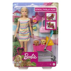 Barbie lutka set s kolicima i psićima