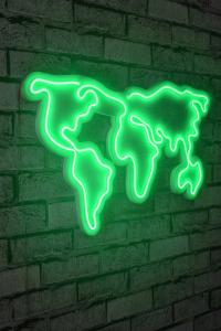 Zidna dekoracije svijetleća WORLD zelena